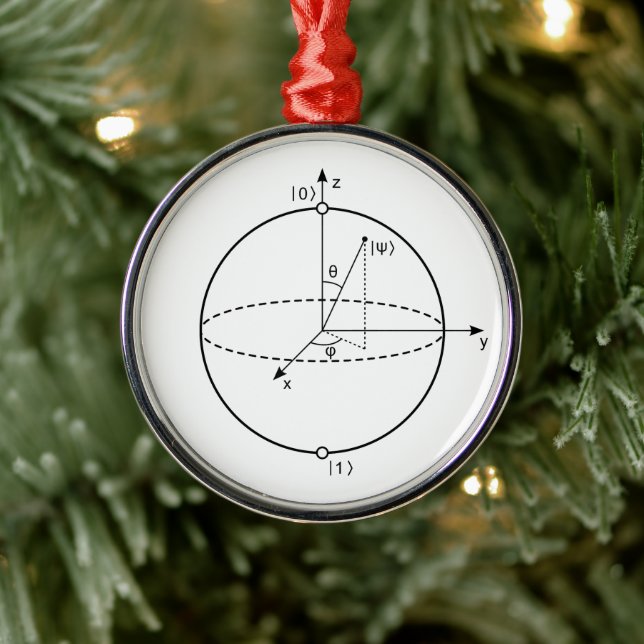 Bloch Sphere | Quantum Bit (Qubit) Physics / Math Metal Ornament (Tree)