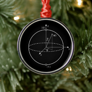 Bloch Sphere   Quantum Bit (Qubit) Physics / Math Metal Ornament