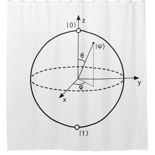 Bloch Sphere | Quantum Bit (Qubit) Physics / Math Shower Curtain (Front)