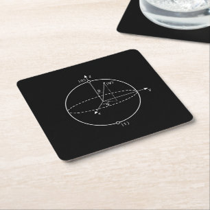 Bloch Sphere Quantum Bit (Qubit) Physics / Math Square Paper Coaster