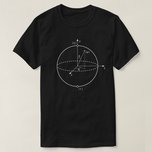 Bloch Sphere | Quantum Bit (Qubit) Physics / Math T-Shirt (Design Front)
