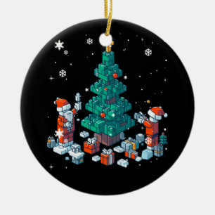 Block Brick Building Figure Merry Christmas Ma Ceramic Ornament