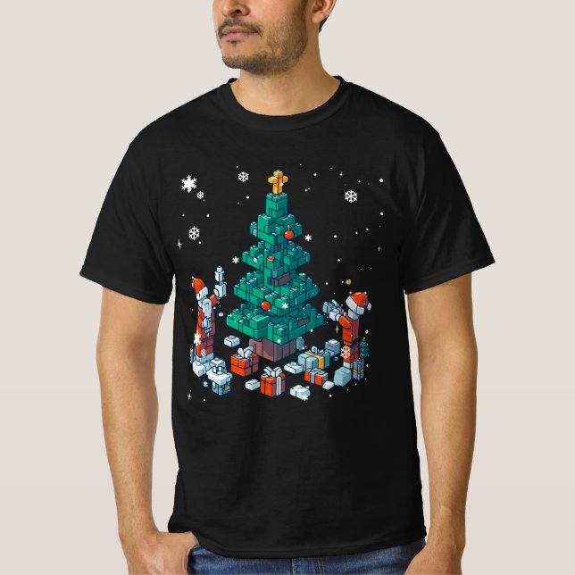 Block Brick  Building  Figure  Merry  Christmas Ma T-Shirt (Front)