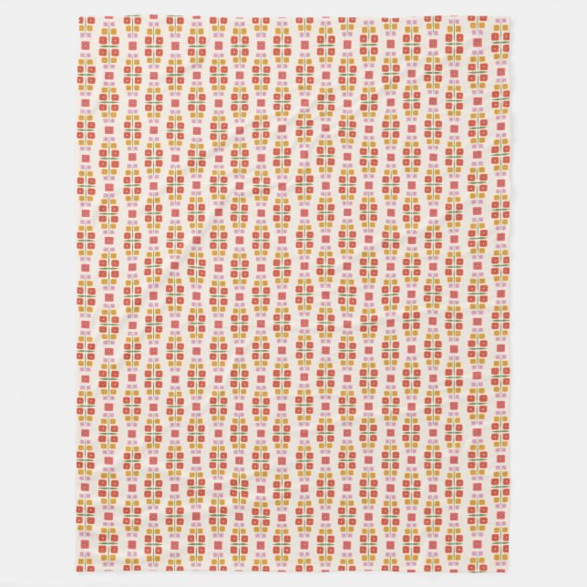 Block Floral Fleece Blanket – Retro Style (Front)