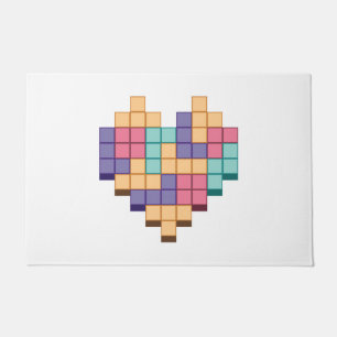 Block Game Heart Retro Style Doormat