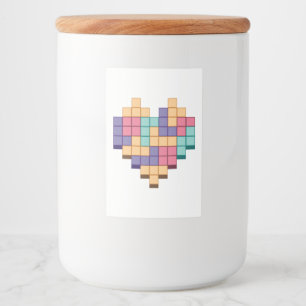 Block Game Heart Retro Style Food Label