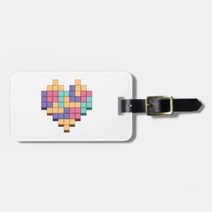 Block Game Heart Retro Style Luggage Tag