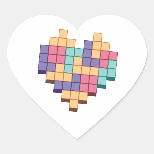 Block Game Heart Retro Style Sticker (Front)