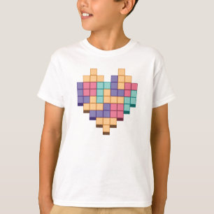 Block Game Heart Retro Style T-Shirt
