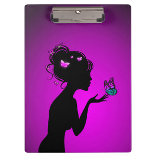 Block holder The woman purple butterflies Clipboard