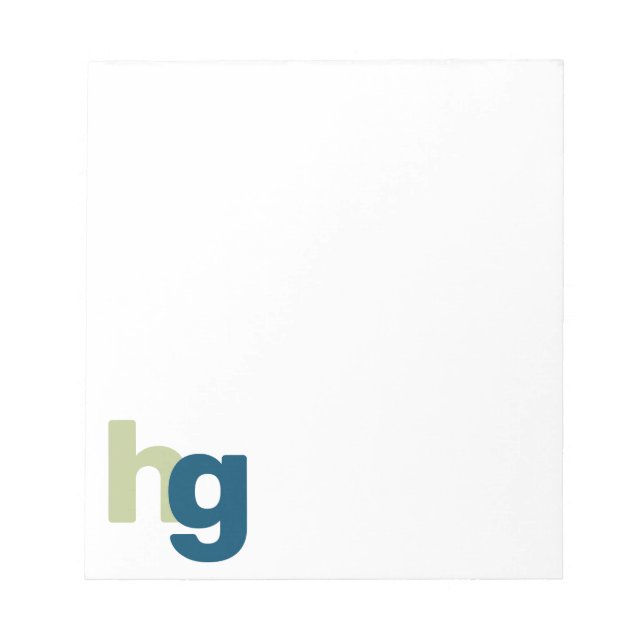Block Initials Personalised  Notepad (Front)