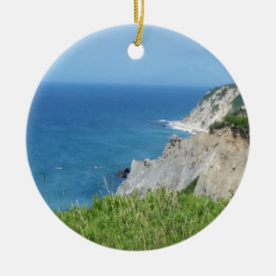 Block Island Bluffs - Block Island, Rhode Island Ceramic Tree Decoration