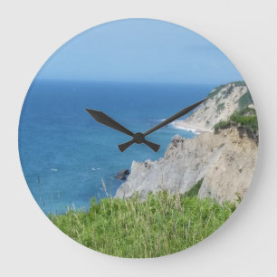 Block Island Bluffs - Block Island, Rhode Island Large Clock