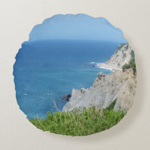 Block Island Bluffs - Block Island, Rhode Island Round Cushion