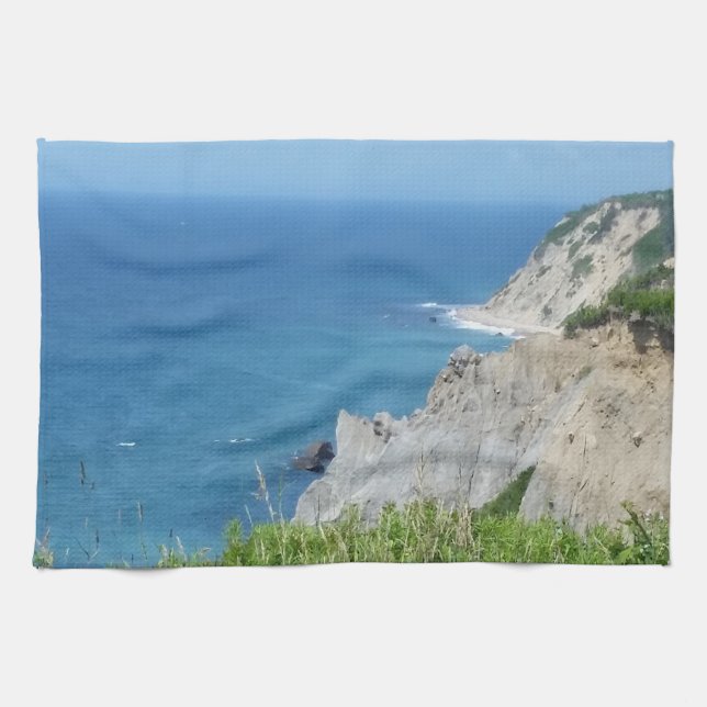 Block Island Bluffs - Block Island, Rhode Island Tea Towel (Horizontal)