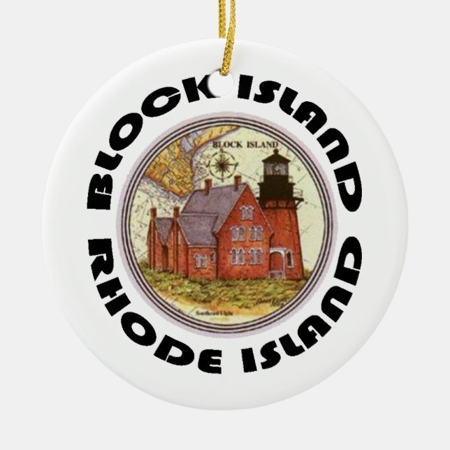 Block Island. Ceramic Tree Decoration (Front)