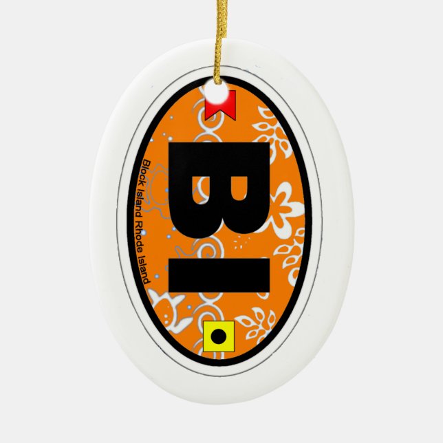 Block Island. Ceramic Tree Decoration (Front)