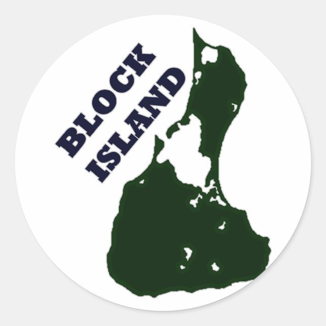 Block Island Diagonal Text Classic Round Sticker (Front)