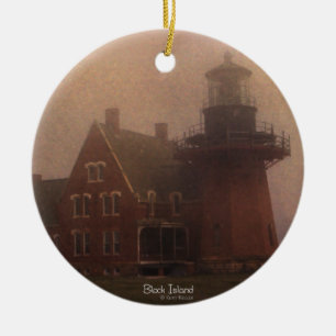 Block Island Lighthouse Ceramic Tree Decoration