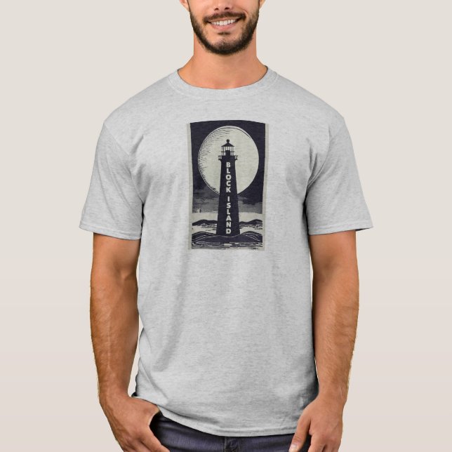 Block Island Lighthouse Rhode Island Moon T-Shirt (Front)