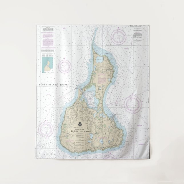 Block Island Nautical Chart 13217 Tapestry (Front)