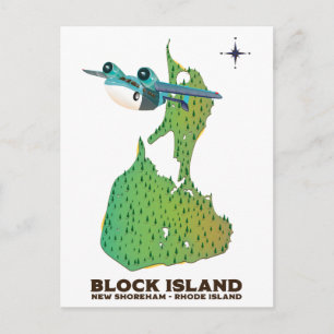 block island New Shoreha ,Rhode Island Postcard
