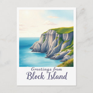 Block Island, Rhode Island – Island Cliffs Postcard