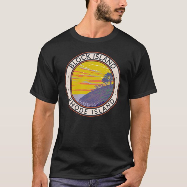 Block Island Rhode Island Travel Art Vintage T-Shirt (Front)