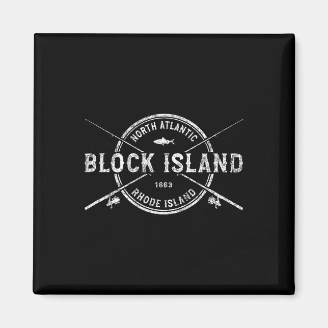 Block Island Ri Vintage Crossed Fishing Rods  Magnet (Front)