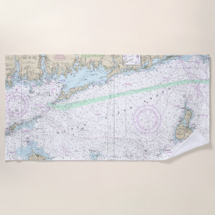Block Island Sound and Approaches Nautical Chart Beach Towel