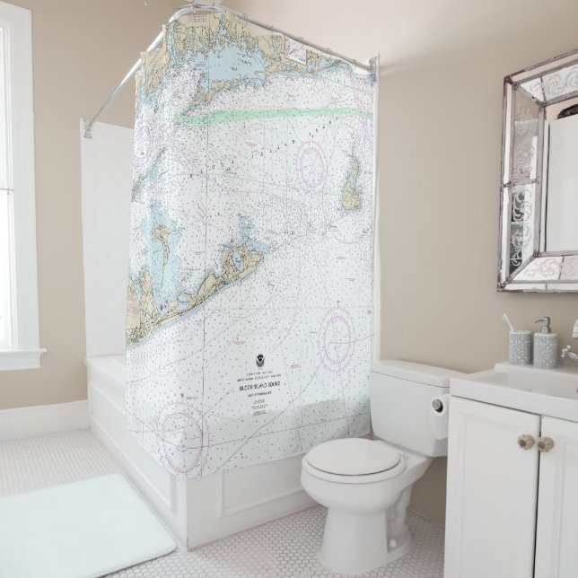 Block Island Sound and Approaches Nautical Chart Shower Curtain (In Situ)