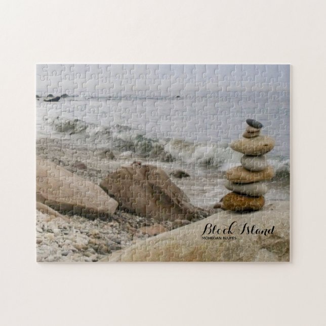 Block Island Stone Cairs, Mohegan Bluffs, Jigsaw Puzzle (Horizontal)