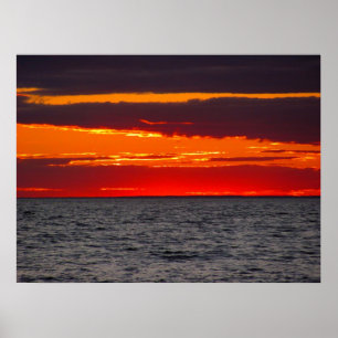 Block Island Sunset Ocean Poster