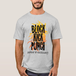 Block Kick Punch Fire Gfx T-Shirt