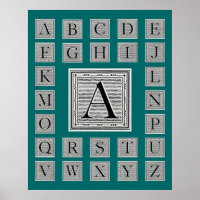 Block Letter "A" Woodcut Woodblock Initial