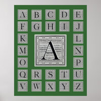 Block Letter "A" Woodcut Woodblock Initial