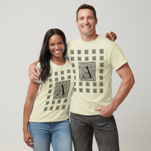Block Letter "A" Woodcut Woodblock Initial T-Shirt