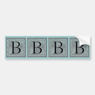 Block Letter "B" Woodcut Woodblock Inital Bumper Sticker