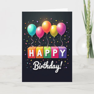 Block Letter Birthday Card