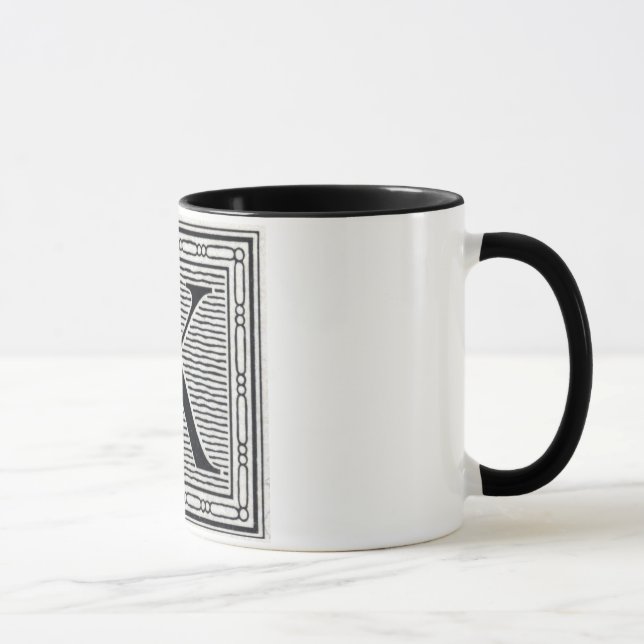 Block Letter "K" Woodcut Woodblock Inital Mug (Right)