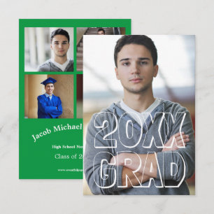 Block Letters Green 3x5 - Graduation Announcement