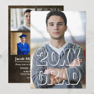 Block Letters Leather - Graduation Announcement