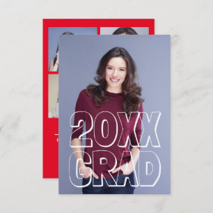 Block Letters Red - 3x5 Graduation Announcement