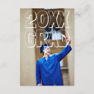 Block Letters White - 3x5 Graduation Announcement