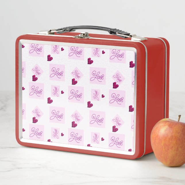 Block love heart pattern metal lunch box (In Situ)