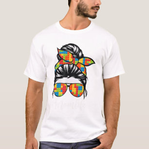 Block Messy Bun Mum Life Master Builder Mothers Da T-Shirt