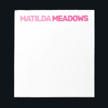 Block Name Any Colour Personalised Name Notepad<br><div class="desc">Add your custom name to this simple and cute notepad. Feel free to personalise and customise. Edit and colour options are available.</div>