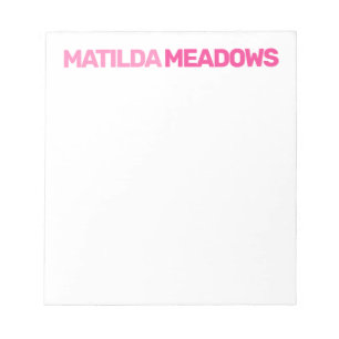 Block Name Any Colour Personalised Name Notepad