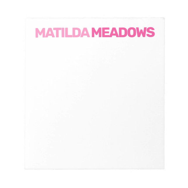 Block Name Any Colour Personalised Name Notepad (Front)