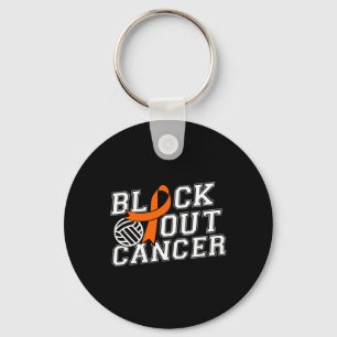 Block Out Volleyball Leukemia Cancer Awareness Rib Key Ring